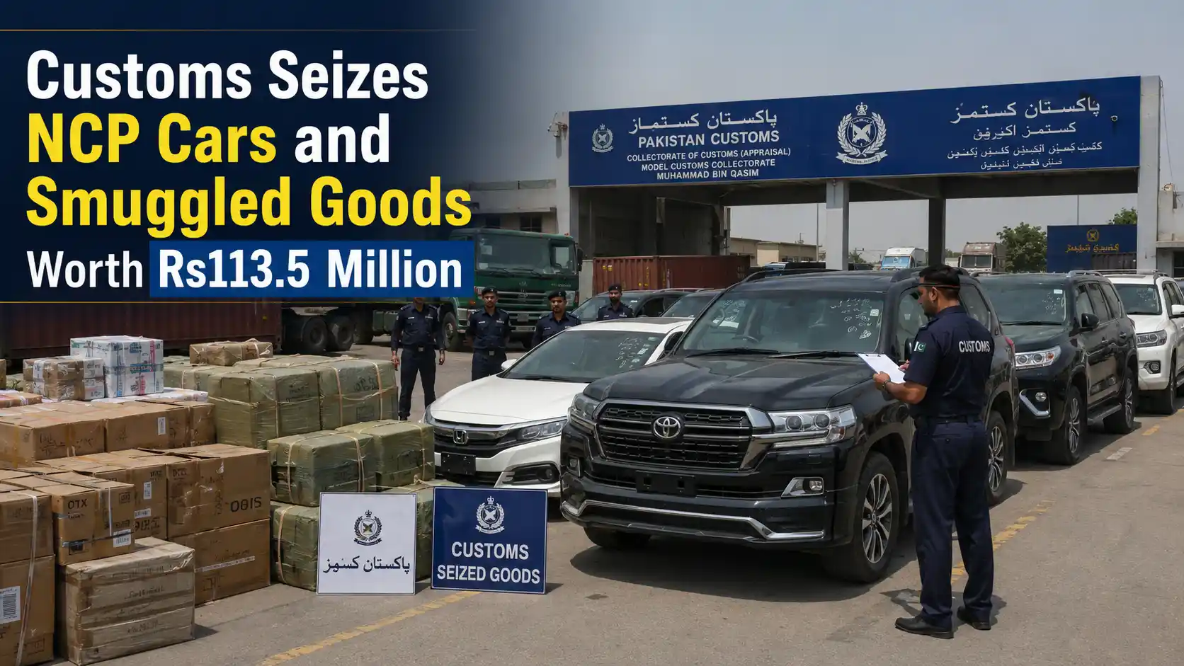 Customs Seizes NCP Cars and Smuggled Goods Worth Rs113.5 Million