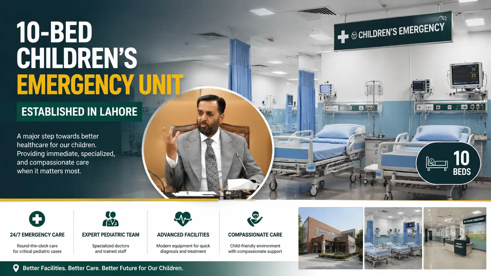 10-Bed Children’s Emergency Unit Established in Lahore